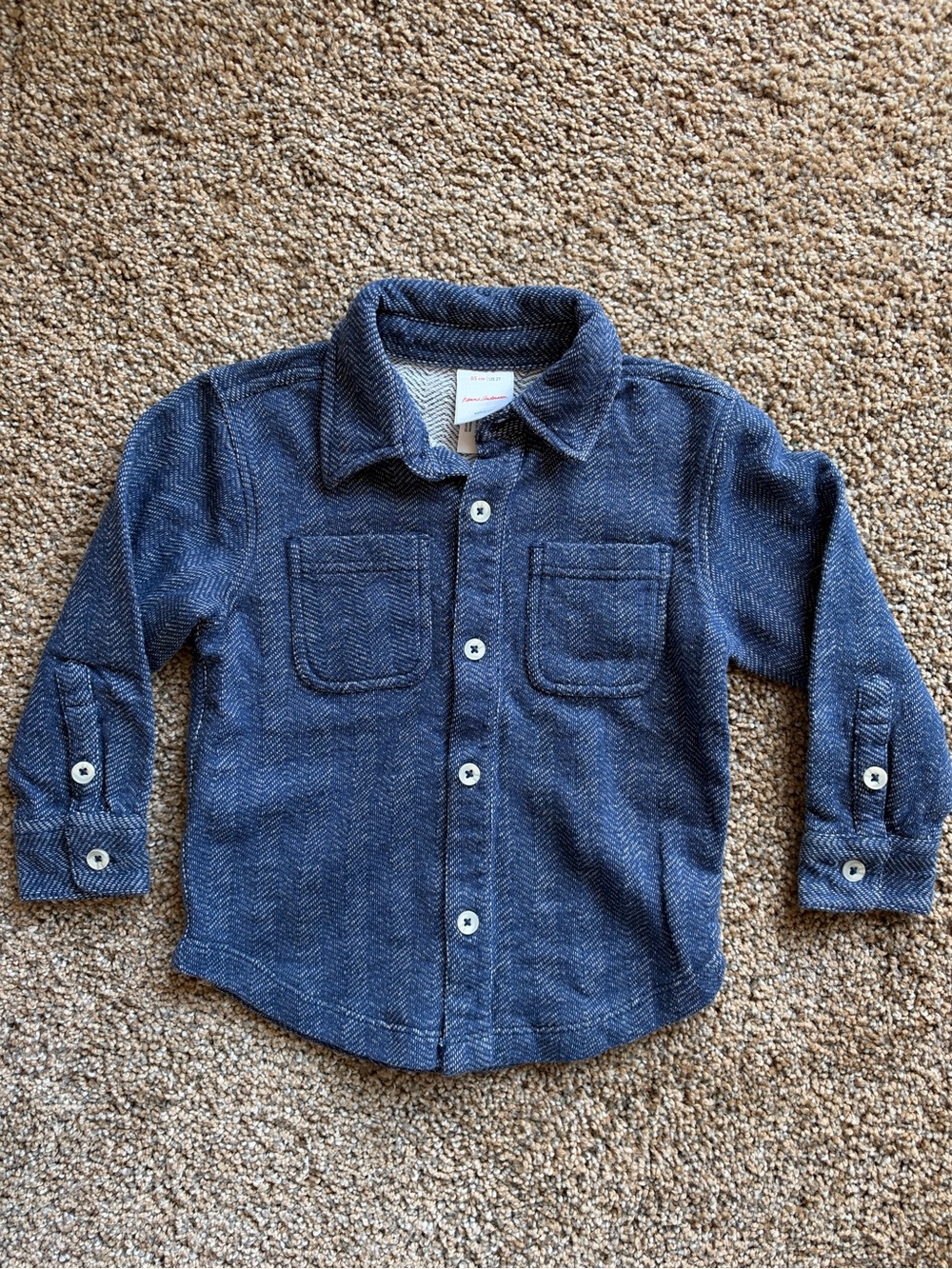 HANNA ANDERSSON Navy Blue Chevron Print Button Front Long Sleeve
